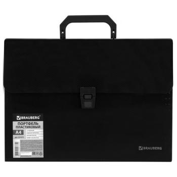 Папка-портфель пластиковая BRAUBERG А4 (332х245х35 мм), 13 отделений, фактура диагональ, черная, 221375 - Премиум Сервис