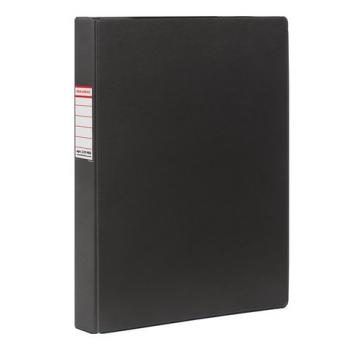 Папка на 4 кольцах BRAUBERG, картон/ПВХ, 35 мм, черная, до 250 листов (удвоенный срок службы), 221483 - Премиум Сервис
