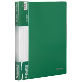 Папка 30 вкладышей BRAUBERG стандарт, зеленая, 0,6 мм, 221597 - Премиум Сервис