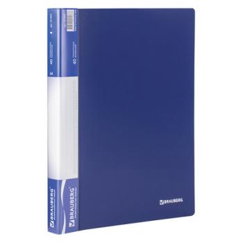 Папка 40 вкладышей BRAUBERG стандарт, синяя, 0,7 мм, 221603 - Премиум Сервис