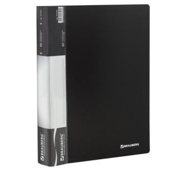 Папка 80 вкладышей BRAUBERG стандарт, черная, 0,9 мм, 221608 - Премиум Сервис