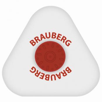 Ластик BRAUBERG "Energy", 45х45х10 мм, белый, треугольный, красный пластиковый держатель, 222473 - Премиум Сервис