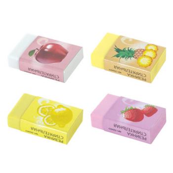 Ластик ПИФАГОР "Фрукты", 35х21х9 мм, ароматизированный, ассорти, картонный держатель, 222477 - Премиум Сервис