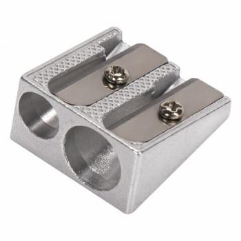 Точилка BRAUBERG "Style", металлическая клиновидная, 2 отверстия для чернографитных карандашей (в том числе утолщенных), 222486 - Премиум Сервис