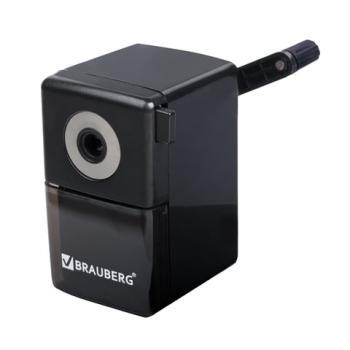 Точилка механическая BRAUBERG "BLACK JACK", крепление к столу, металлический механизм, цвет чёрный, 222516 - Премиум Сервис