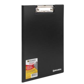 Папка-планшет BRAUBERG "Contract", А4 (315х230 мм), с прижимом и крышкой, пластиковая, черная, сверхпрочная, 1,5 мм, 223489 - Премиум Сервис