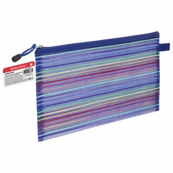 Папка-конверт на молнии формат B5+ (310х220 мм), сетчатая ткань, BRAUBERG "Stripes", 224047 - Премиум Сервис