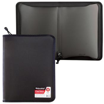 Папка на молнии пластиковая BRAUBERG "Стандарт", стандартная фактура, А4, 325х230 мм, матовая, черная, 224058 - Премиум Сервис