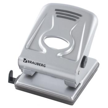 Дырокол металлический BRAUBERG "Metallic", до 40 листов, серебристый, 224342 - Премиум Сервис