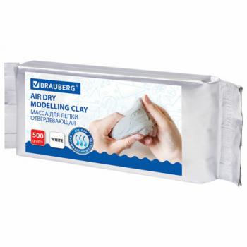 Паста (масса) для моделирования и лепки BRAUBERG, самозатвердевающая, 500 г, белая, ВЫСШЕЕ КАЧЕСТВО, 224443 - Премиум Сервис