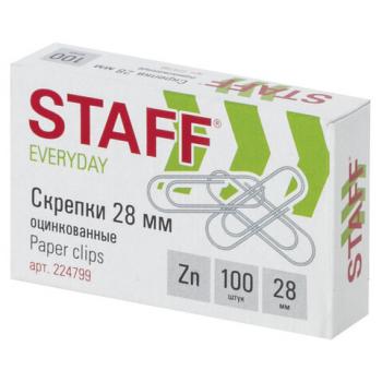 Скрепки STAFF "EVERYDAY", 28 мм, оцинкованные, 100 шт., в картонной коробке, Россия, 224799 - Премиум Сервис