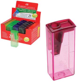 Точилка FABER-CASTELL, с контейнером, прямоугольная, пластиковая, детали флуоресцентные, ассорти, 581525 - Премиум Сервис