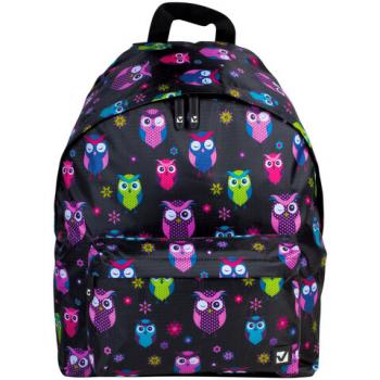 Рюкзак BRAUBERG, универсальный, сити-формат, черный, Совы, 20 литров, 41х32х14 см, 225361 - Премиум Сервис