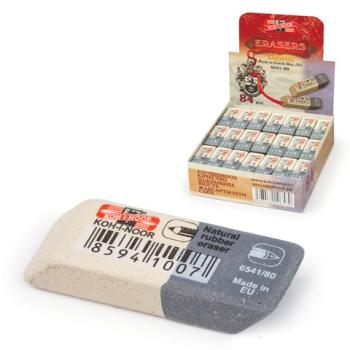 Ластик KOH-I-NOOR 6541/80, 41x14x8 мм, бело-серый, прямоугольный, скошенные края, натуральный каучук, 6541080004KDRU - Премиум Сервис