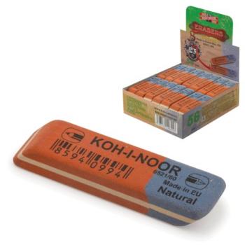 Ластик KOH-I-NOOR 6521/60, 57x14x8 мм, красно-синий, прямоугольный, скошенные края, натуральный каучук, 6521060010KDRU - Премиум Сервис