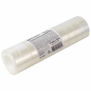 Клейкие ленты 15 мм х 10 м канцелярские BRAUBERG, комплект 10 шт., прозрачные, гарантированная длина, 227258 - Премиум Сервис