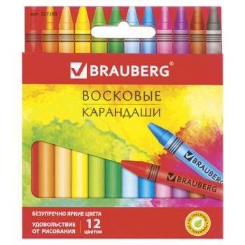 Восковые мелки BRAUBERG "АКАДЕМИЯ", НАБОР 12 цветов, 227283 - Премиум Сервис