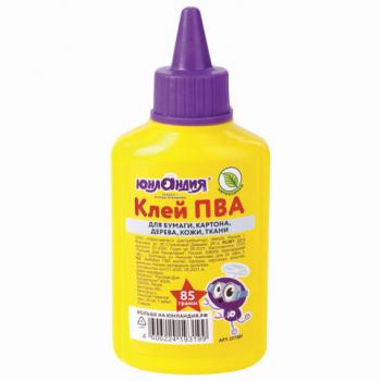 Клей ПВА ЮНЛАНДИЯ (бумага, картон, дерево), 85 г, 227381 - Премиум Сервис