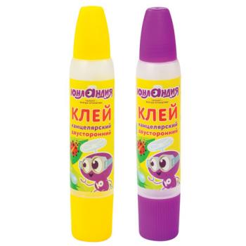 Клей канцелярский двусторонний ЮНЛАНДИЯ, 30 мл, с узким и широким аппликаторами, 227536 - Премиум Сервис
