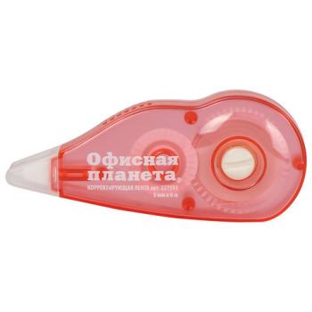 Корректирующая лента ОФИСНАЯ ПЛАНЕТА 5 мм х 6 м, корпус красный, механизм перемотки, блистер, 227593 - Премиум Сервис