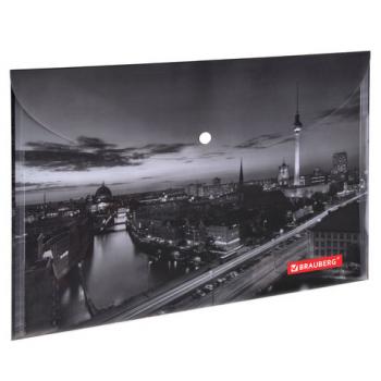 Папка-конверт с кнопкой BRAUBERG "NIGHT CITY", А4, 160 мкм, цветная печать, 228033 - Премиум Сервис