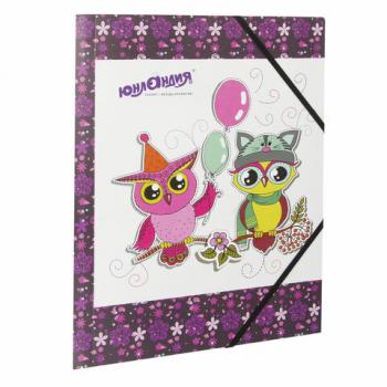 Папка на резинках ЮНЛАНДИЯ "Умные совы", А4, цветная печать, до 300 листов, 500 мкм, 228048 - Премиум Сервис