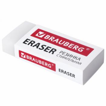 Ластик большой BRAUBERG EXTRA, 60х24х11 мм, белый, прямоугольный, экологичный ПВХ, картонный держатель, 228074 - Премиум Сервис