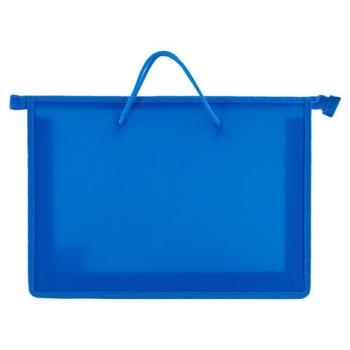 Папка на молнии с ручками ПИФАГОР, А4, пластик, молния сверху, однотонная синяя, 228235 - Премиум Сервис