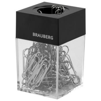 Скрепочница магнитная BRAUBERG со 100 никелированными скрепками 28 мм, прозрачный корпус, 228400 - Премиум Сервис