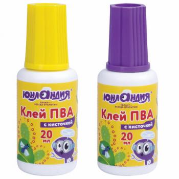 Клей ПВА с кисточкой, 20 г, ЮНЛАНДИЯ, 228420 - Премиум Сервис