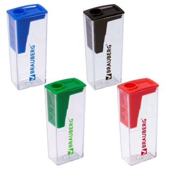 Точилка BRAUBERG "Assistant", с контейнером, пластиковая, корпус ассорти, 228451 - Премиум Сервис