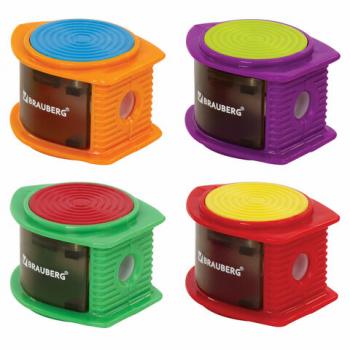 Точилка BRAUBERG "Flash", с контейнером, пластиковая, корпус ассорти, 228472 - Премиум Сервис