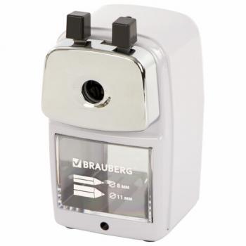 Точилка механическая BRAUBERG "METALLIC-X", для ч/гр и цветных карандашей (в том числе утолщенных), крепление, металлический корпус, 228481 - Премиум Сервис