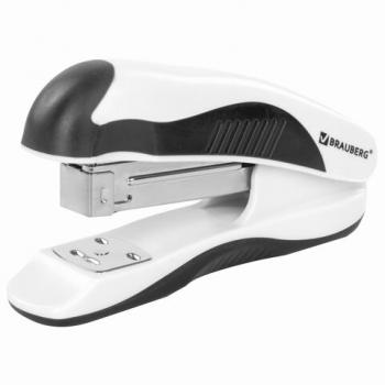 Степлер №24/6, 26/6 BRAUBERG "JET PRO", до 25 листов, эргономичный, бело-черный, 228585 - Премиум Сервис