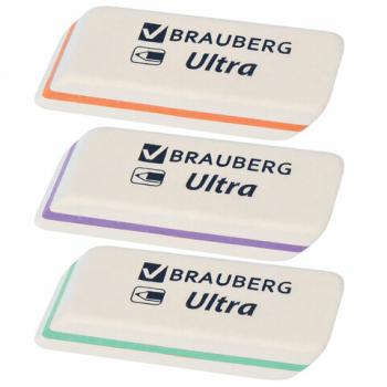 Ластик BRAUBERG "Ultra", 50х14х8 мм, белый, детали ассорти, натуральный каучук, 228704 - Премиум Сервис