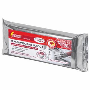 Масса керамическая для лепки ОСТРОВ СОКРОВИЩ, 500 г, белая, 228731 - Премиум Сервис