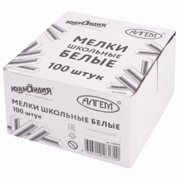 Мел белый ЮНЛАНДИЯ (Алгем), натуральный, набор 100 штук, квадратный, 229070 - Премиум Сервис