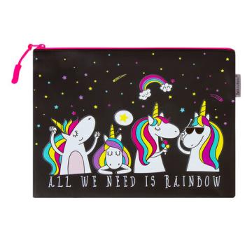 Папка для тетрадей A5 BRAUBERG, мягкий, водонепроницаемая молния, "Unicorns", 25х20 см, 229259 - Премиум Сервис