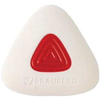 Ластик BRAUBERG "Trios PRO", 36х36х9 мм, белый, треугольный, красный пластиковый держатель, 229559 - Премиум Сервис