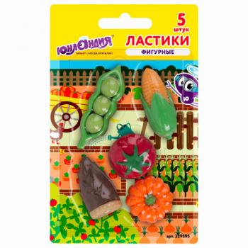 Набор ластиков фигурных ЮНЛАНДИЯ "Огород", 5 шт., ассорти, 229595 - Премиум Сервис