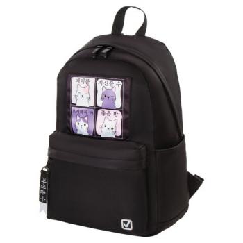 Рюкзак BRAUBERG FASHION CITY, универсальный, "Friendly cats", черный, 44х31х16 см, 229965 - Премиум Сервис