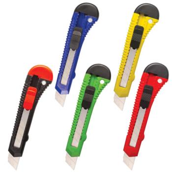 Нож канцелярский 18 мм STAFF "Basic" фиксатор, цвет корпуса ассорти, упаковка с европодвесом, 230485 - Премиум Сервис