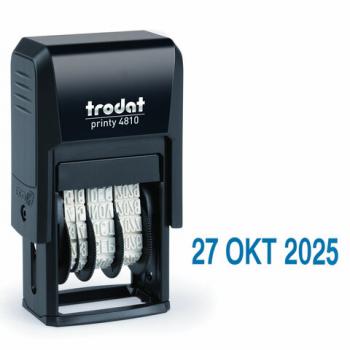 Датер-мини месяц буквами, оттиск 20х3,8 мм, синий, TRODAT 4810, корпус черный - Премиум Сервис