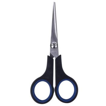 Ножницы BRAUBERG "Soft Grip", 140 мм, черно-синие, резиновые вставки, 3-х сторонняя заточка, 230760 - Премиум Сервис