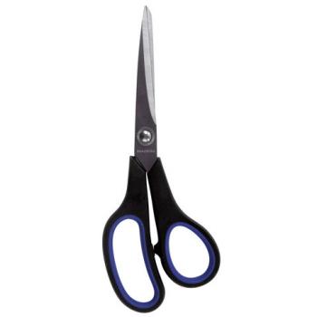 Ножницы BRAUBERG "Soft Grip", 216 мм, черно-синие, резиновые вставки, 3-х сторонняя заточка, 230763 - Премиум Сервис