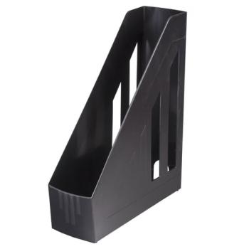 Лоток вертикальный для бумаг BRAUBERG "Contract" (260х85х300 мм), отверстия на торцах, черный, 230886 - Премиум Сервис