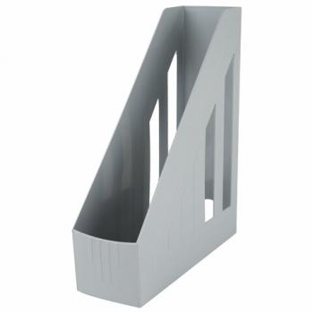 Лоток вертикальный для бумаг BRAUBERG "Contract" (260х85х300 мм), отверстия на торцах, серый, 230887 - Премиум Сервис