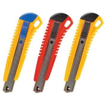 Нож канцелярский 18 мм BRAUBERG "Standard", 3 лезвия в комплекте, автофиксатор, корпус ассорти, 230918 - Премиум Сервис