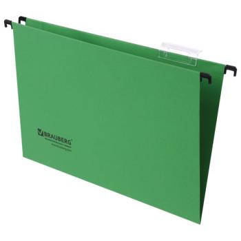 Подвесные папки А4/Foolscap (406х245 мм), до 80 листов, КОМПЛЕКТ 10 шт., зеленые, картон, BRAUBERG (Италия), 231795 - Премиум Сервис