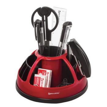 Канцелярский набор BRAUBERG "Микс", 10 предметов, вращающаяся конструкция, черно-красный, блистер, 231929 - Премиум Сервис